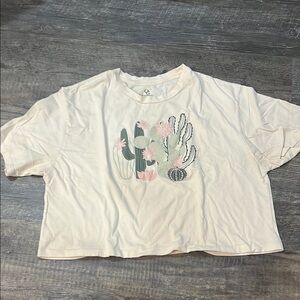 EUC Cream Cactus Print Crop Top